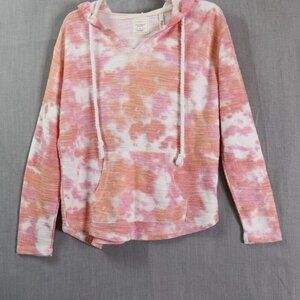 Southern Spirit Hoodie Sweatshirt Women S Coral Pink Tie Dye Terry Pullover New
